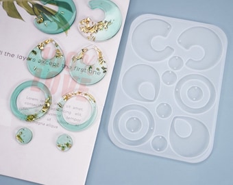 10-Cavity Earring Pendant Stud Resin Mold - Resin, UV Resin, Epoxy Resin, Silicone Mold, Jewelry Making Mold, Silicone Mold for Resin