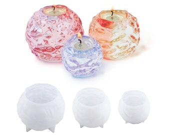 Shiny Sphere Tea light Candle Holder Silicone Resin Molds- 3D Sphere Epoxy Casting Mold for DIY Crafts, Silicone mold