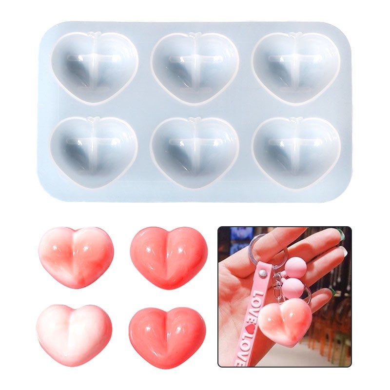 Small Heart Silicone Mold (6 Cavity), Puffy Heart Mold, Flat Heart M, MiniatureSweet, Kawaii Resin Crafts, Decoden Cabochons Supplies