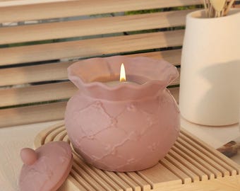 2 Part Vintage Jar Candle Holder Silicone Mold, 3D Lidded Container Mold for Resin, Cement- DIY Home Decor, Elegant Gift Jar, Candle Holder