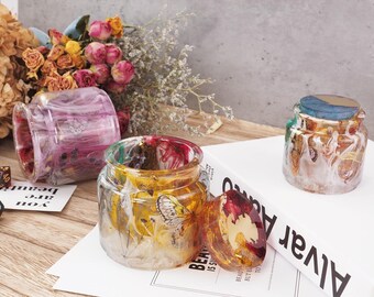 2 Part Silicone Jar Mold with Lid - DIY Storage Jar with Lid, Silicone Box Mold for Epoxy Resin Casting, Jewelry Box Molds, Resin Jar Molds