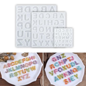 Shiny Alphabet Silicone Resin Mold (3 Sizes available) - Letter Keychain Mold, DIY Resin Letter Molds, Alphabet Resin casting mold