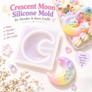 Crescent Moon Silicone Mold for Resin, Kawaii Decoden Charm Mold, Phone Case Decoration Mold, UV Resin Cabochon Mold, DIY Resin Craft