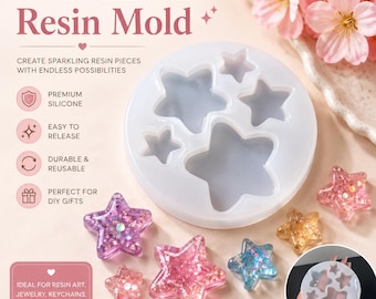 5-Cavity Shiny Star Resin Mold - Resin, Resin Molds, Silicone Mold, Silicone Mold for Resin