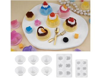 3D Miniature Pudding Silicone Molds - Mini Silicone Molds for DIY Dessert Pudding, UV Resin Molds, Keychain Resin Molds Silicone (3 Sizes)