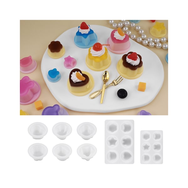 3D Miniature Pudding Silicone Molds - Mini Silicone Molds for DIY Dessert Pudding, UV Resin Molds, Keychain Resin Molds Silicone (3 Sizes)