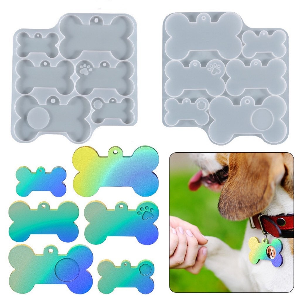 7PCS Dog Bone Tag Resin Mold, Dog Cat Tags Pendant Silicone Mold, Keychain  Tag Mold for Resin, Round Resin Tag Molds, DIY Crafts Making 