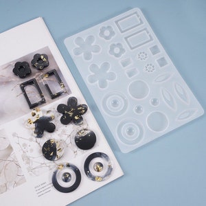 22-Cavity Earring Pendant Resin Mold - Flower Hoop - Resin, UV Resin, Resin Molds, Silicone Mold, Silicone Mold for Resin, Jewelry Mold 01