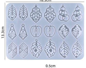 18-Cavity Shiny Earring Pendant Silicone Resin Mold - Resin, UV Resin, Resin Molds, Silicone Mold, Silicone Mold for Resin 24