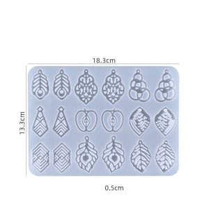 18-Cavity Shiny Earring Pendant Silicone Resin Mold - Resin, UV Resin, Resin Molds, Silicone Mold, Silicone Mold for Resin 24
