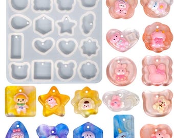 16-Cavity Pendant Resin Mold - Pendant Mold, Resin Jewelry Molds, Jewelry Casting Molds, DIY Resin Molds for Earrings, Necklace, Keychains