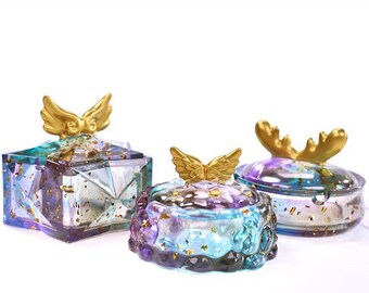 2-Part Shiny Trinket Box Silicone Resin Mold (3 Styles available) - Resin Molds, Silicone Mold, Silicone Mold for Resin