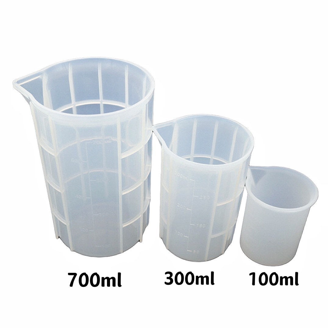 100ml, 300ml, 700ml Measuring Cups for Resin Supply Tools Reusable Silicone  Measuring Cups for Epoxy Resin, Antislip, No-cleaning 