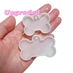 Shiny Bone Dog Tag Keychain Pendant Silicone Resin Mold (4 Options Available) - UV Resin, Resin Molds, Silicone Mold for Resin