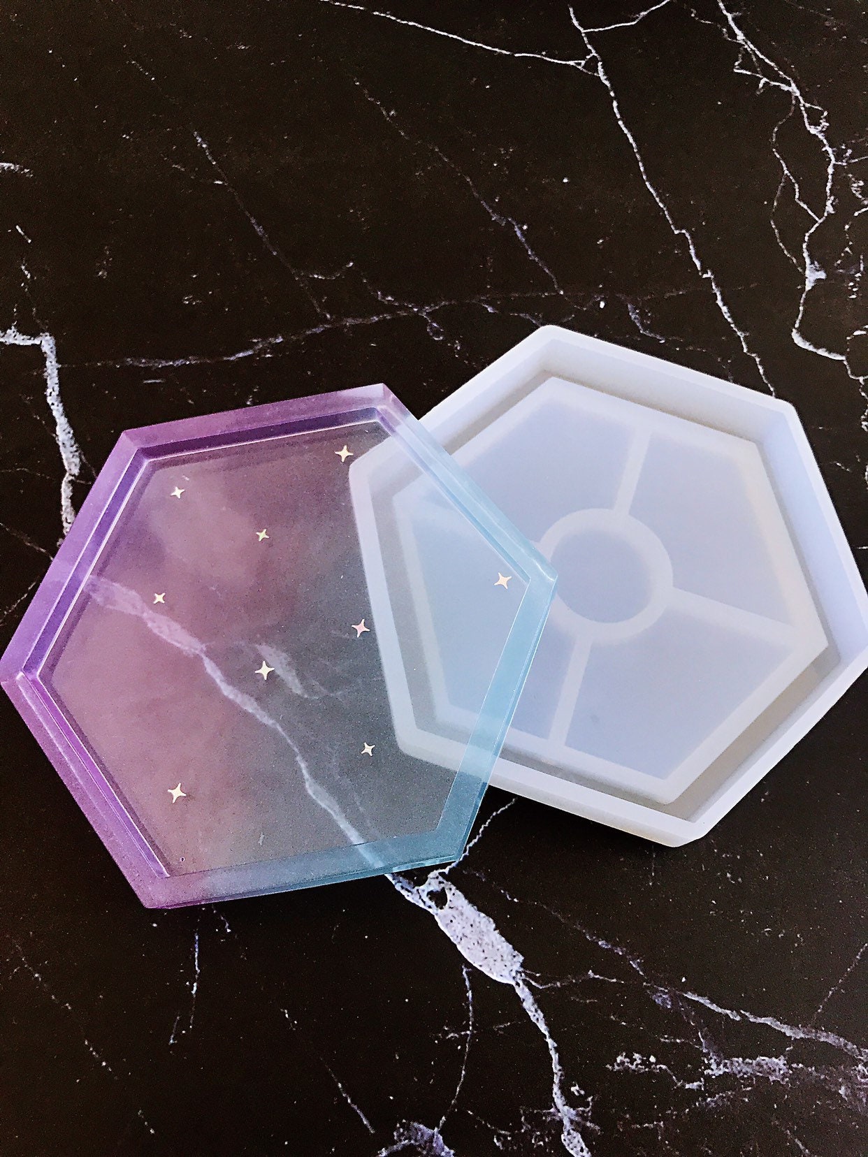 006 Shiny Accessory Tray silicone mold (Hexagon) - resin, UV resin