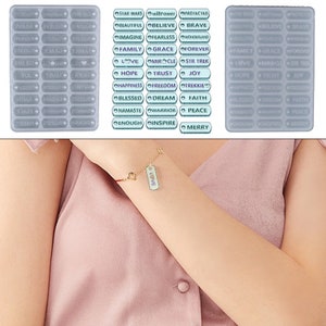 30-Cavity Small Inspirational Word  Resin Mold - Bracelets, Necklace, Earring, Resin Mold, Silicone Mold, Pendant Mold