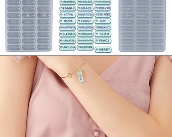 30-Cavity Small Inspirational Word  Resin Mold - Bracelets, Necklace, Earring, Resin Mold, Silicone Mold, Pendant Mold