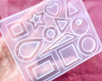 12-cavity jewelry making mold, pendant silicone mold - resin molds, uv resin molds, silicone molds for jewelry, silicone molds for earrings