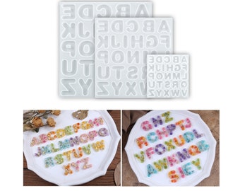 Shiny Alphabet Silicone Resin Mold (3 Sizes available) - Letter Keychain Mold, DIY Resin Letter Molds, Alphabet Resin casting mold