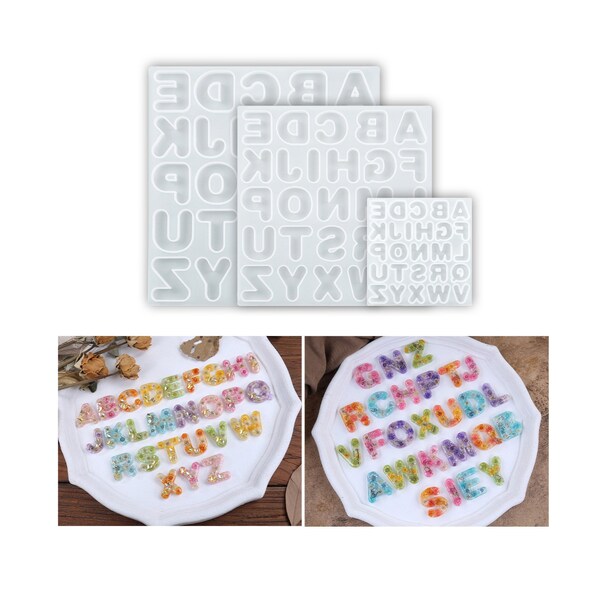 Shiny Alphabet Silicone Resin Mold (3 Sizes available) - Letter Keychain Mold, DIY Resin Letter Molds, Alphabet Resin casting mold