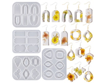 6-Cavity Resin Jewelry Molds, Resin Earring Molds - Jewelry Silicone molds, Earring Silicone molds, Earring UV resin molds, Resin casting