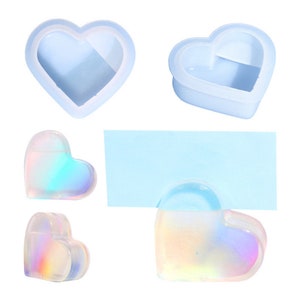 Moule en résine pour porte-cartes de visite en forme de coeur, 1 cavité, moule en silicone pour présentoir de cartes de visite - Moule en résine de silicone, moule en résine coeur