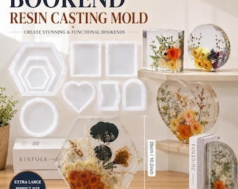 Shiny LARGE DEEP Silicone Mold for Flowers Preservation, Bookend Resin Casting Mold Hexagon, Heart, Resin Mold DIY Wedding, Anniversary Gift