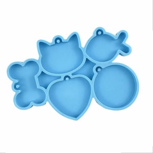 5-Cavity Shiny Cat Tag Dog Tag Pet Tag Silicone Resin Mold - UV Resin, Resin Molds, Silicone Mold, Silicone Mold for Resin