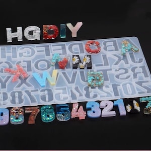 BACKWARD LARGE Shiny Alphabet 26 Capital Letters and 10 Numbers Silicone Resin Mold - Resin Molds, Silicone Mold for Resin