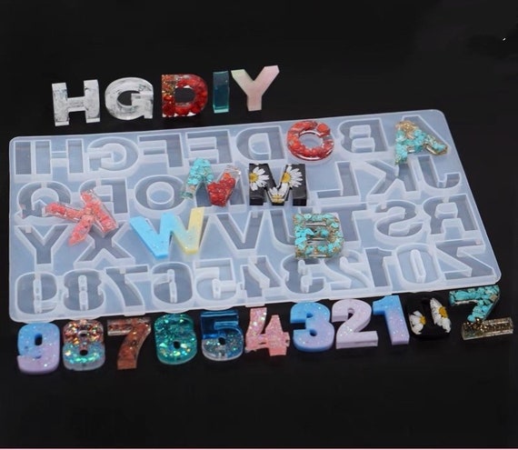 Resin Shiny Silicone Alphabet Resin Molds Backward Letter Number Silicone  Molds
