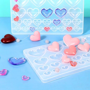 Shiny 25-Cavity Heart Resin Mold - UV Resin Molds, Resin Molds, Silicone Mold, Silicone Mold for Resin, Jewelry making
