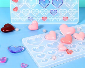 Shiny 25-Cavity Heart Resin Mold - UV Resin Molds, Resin Molds, Silicone Mold, Silicone Mold for Resin, Jewelry making