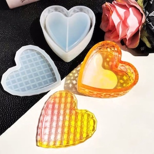 2-part Shiny heart-shaped trinket jewelry box resin mold - Resin, UV Resin, Resin Molds, Silicone Mold, Silicone Mold for Resin