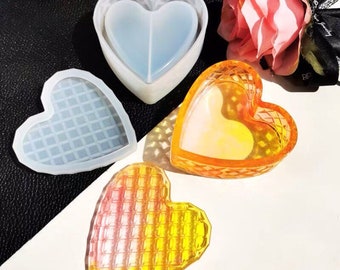 2-part Shiny heart-shaped trinket jewelry box resin mold - Resin, UV Resin, Resin Molds, Silicone Mold, Silicone Mold for Resin