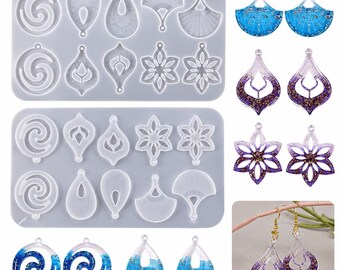 10-Cavity Shiny Earring Pendant Silicone Resin Mold- Jewelry Making Resin Molds, Earring Resin molds, Silicone Jewelry earring mold
