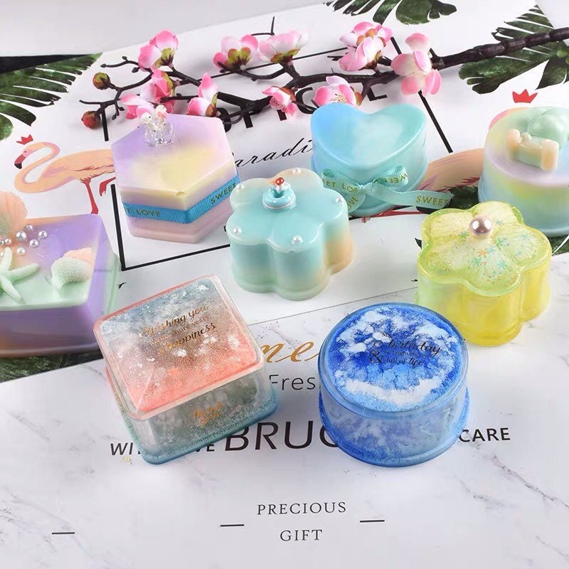 iSuperb Resin Silicone Mold Epoxy Casting Mould Jewelry Storage Box Molds with Lid for Making Decoration DIY Crafts Stripe Organizer 