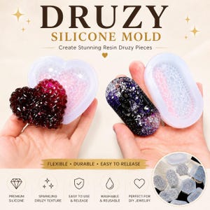 Moldes de resina de silicona para colgantes de cristal druzy brillante - Moldes de druzy, moldes para etiquetas de resina, moldes para llaveros, moldes de silicona, molde de silicona para resina