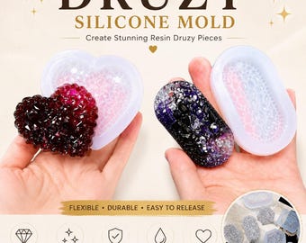 Shiny Druzy Crystal Pendant Silicone Resin Molds - Druzy molds, Resin tag molds, Keychain molds, Silicone Molds, Silicone Mold for Resin