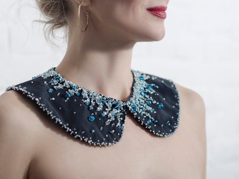 Collar bohemian blue for womanVictorian necklacecrystal image 1