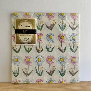 Vintage mod baby print wrapping paper 4 sheets flat folded