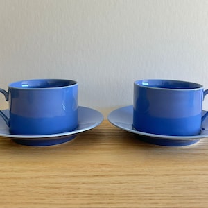 Fitz and Floyd Total Color Spectrum Lavender cups and saucers set of 2 1980s