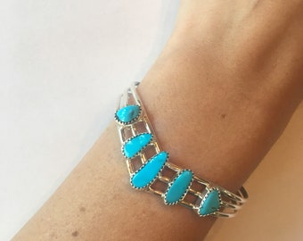 Turquoise and Sterling V Cuff