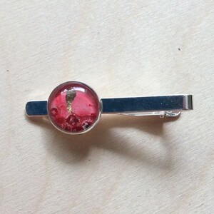 Tie clips stainless steel watercolor glass cabochon gold leaf gift for men