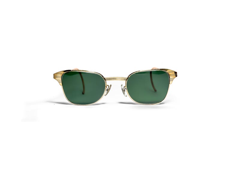 Óculos de sol vintage da década de 1960, Bausch & Lomb Ray-Ban Singet 12k GF, lentes verdes, tamanho 46-22. imagem 4