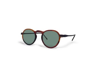 Vintage 1930s Tortoise Cellulose Keyhole Sunglasses Green Lens 42-22