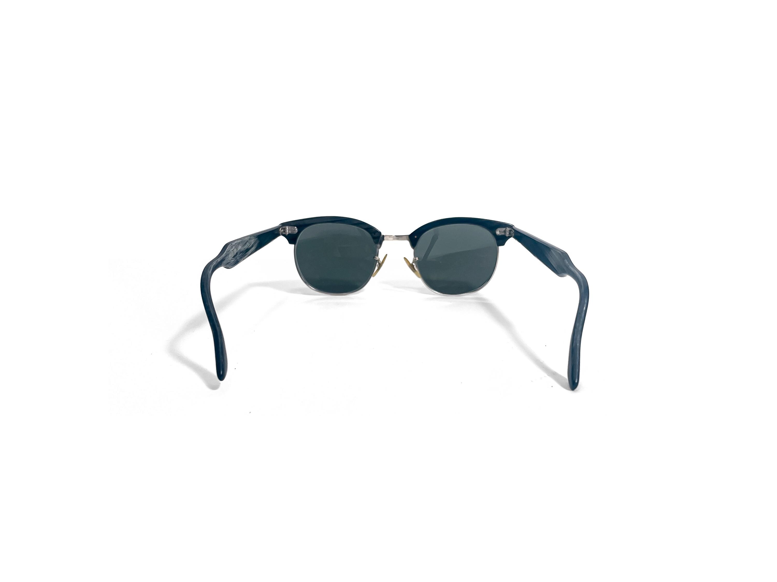 Vintage 1950s Shuron Ronsir Gray Wood Clubmaster Sunglasses Gray 