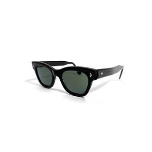 Vintage 1950s Unbranded French Sunglasses Black Frame Green Lens 46-20