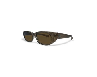 Vintage 1960s French Woven Inlay Sunglasses Gold Frame Dark Brown Lenses 50-20