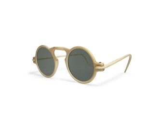 Vintage 1920s Ivory Keyhole Sunglasses Gray Glass Lenses 46-20
