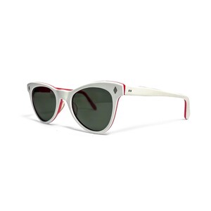Vintage 1950s Polaroid Sunglasses White & Red with Case Green Lens 44-22